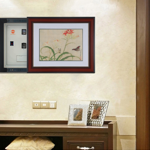 小尼宅配推拉式電表箱裝飾畫 特價(jià)有框壁畫帶有機(jī)玻璃古典花鳥畫